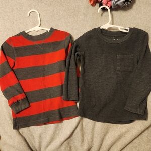 Red and Gray Striped Kids Shirt